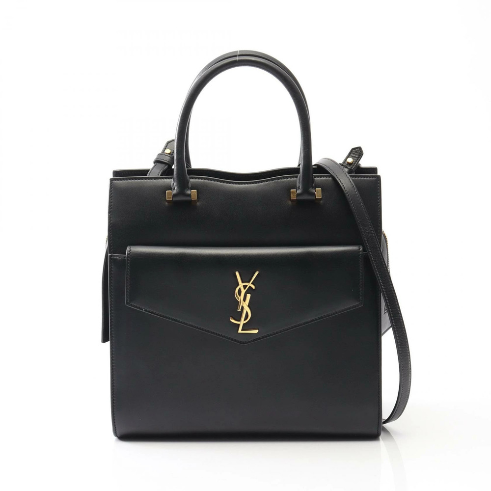 Saint Laurent Paris Uptown Tote Handbag Leather Black